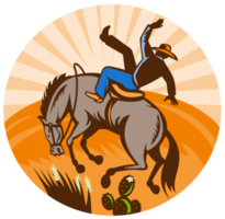 cowboy falling off horse in the desert png