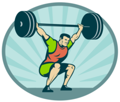 Weightlifter lifting heavy weights png