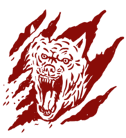 Angry wolf inside paw tear scratch marks