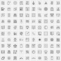Pack of 100 Universal Line Icons for Mobile and Web vector