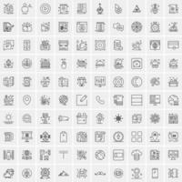 paquete de 100 iconos de líneas universales para móviles y web vector