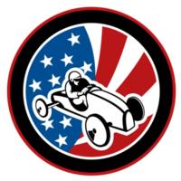 Amerikanisches Seifenkisten-Derby-Auto mit Stars and Stripes png