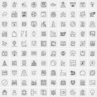 paquete de 100 iconos de líneas universales para móviles y web vector