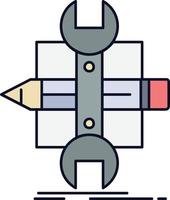 Build design develop sketch tools Flat Color Icon Vector