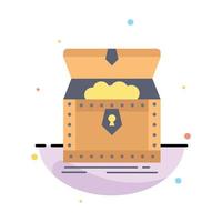 Box chest gold reward treasure Flat Color Icon Vector