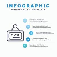 Marketing Board Sign Close Line icon with 5 steps presentation infographics Background vector