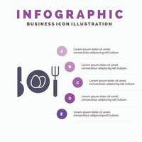 cena huevo pascua sólido icono infografía 5 pasos presentación antecedentes vector