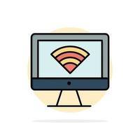 Computer Monitor Wifi Signal Abstract Circle Background Flat color Icon vector