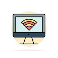 Computer Monitor Wifi Signal Abstract Circle Background Flat color Icon vector