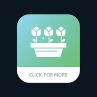 Flower Growth Plant Spring Mobile App Button Android and IOS Glyph Version vector