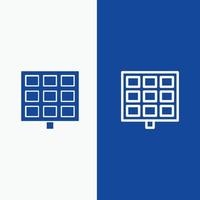panel solar línea de construcción y glifo icono sólido bandera azul línea y glifo icono sólido bandera azul vector