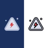 Combustible Danger Fire Highly Science  Icons Flat and Line Filled Icon Set Vector Blue Background