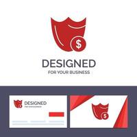 tarjeta de visita creativa y plantilla de logotipo protector de seguridad seguro dólar vector illustrat