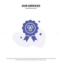 Our Services Award Medal Ireland Solid Glyph Icon Web card Template vector