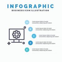 Computer Hardware Setting Gear Line icon with 5 steps presentation infographics Background vector