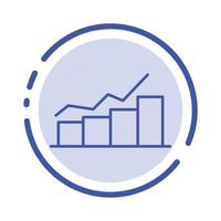 Growth Chart Flowchart Graph Increase Progress Blue Dotted Line Line Icon vector