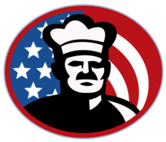 American Chef cook baker with stars and stripes png