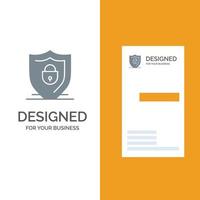 Internet Shield Lock Security Grey Logo Design and Business Card Template vector