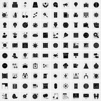 Set of 100 Universal Solid Icons vector