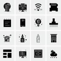 16 iconos de negocios universales vector ilustración de icono creativo para usar en proyectos relacionados con la web y dispositivos móviles