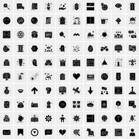 Set of 100 Universal Solid Icons vector