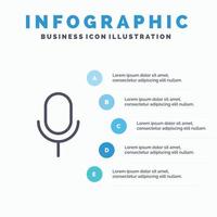 Mic Microphone Basic Ui Line icon with 5 steps presentation infographics Background vector