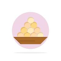 Bowl Delicacy Dessert Indian Laddu Sweet Treat Abstract Circle Background Flat color Icon vector