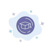 Cap Education Graduation Blue Icon on Abstract Cloud Background vector