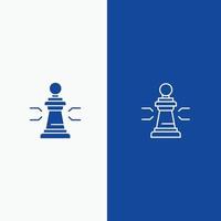 Chess Advantage Business Figures Game Strategy Tactic Line and Glyph Solid icon Blue banner Line and vector