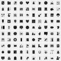 Set of 100 Universal Solid Icons vector