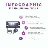 Adapter Connection Data Input Solid Icon Infographics 5 Steps Presentation Background vector