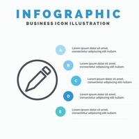 Basic Pencil Text Line icon with 5 steps presentation infographics Background vector