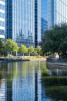 The Woodlands, Texas, USA. October 14, 2022. The Waterway in the Woodlands, Texas winds its way past tall, glass highrises. photo