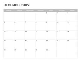 calendar December 2022, simple design vector