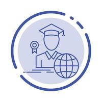 Graduation Avatar Graduate Scholar Blue Dotted Line Line Icon vector