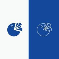 Pie Chart Presentation Diagram Line and Glyph Solid icon Blue banner Line and Glyph Solid icon Blue vector