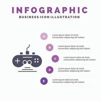 Controller Game Game Controller Gamepad Infographics Presentation Template 5 Steps Presentation vector