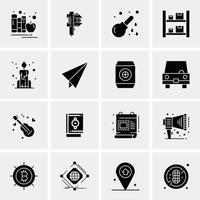 16 iconos de negocios universales vector ilustración de icono creativo para usar en proyectos relacionados con la web y dispositivos móviles