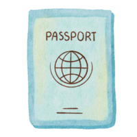 Watercolor elements women's travel passport png