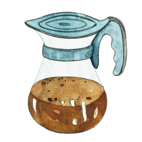 jarro de filtro de café em aquarela png