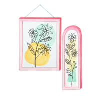 Watercolor hanging frame in boho style png