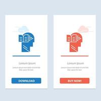 Knowledge Book Head Mind  Blue and Red Download and Buy Now web Widget Card Template vector