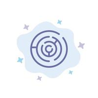 Circle Circle Maze Labyrinth Maze Blue Icon on Abstract Cloud Background vector