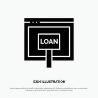 Credit Internet Loan Money Online solid Glyph Icon vector