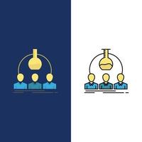 Laboratory Lab Man Experiment Scientist  Icons Flat and Line Filled Icon Set Vector Blue Background