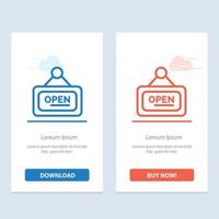 Marketing Board Sign Open  Blue and Red Download and Buy Now web Widget Card Template vector