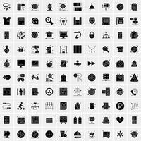 Set of 100 Universal Solid Icons vector