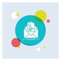 mail. contract. letter. email. briefing White Glyph Icon colorful Circle Background vector