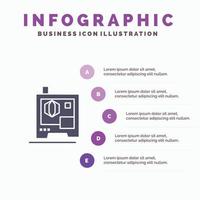 Printer Printing 3d Scanner Infographics Presentation Template 5 Steps Presentation vector