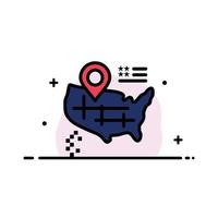 Location Map American  Business Flat Line Filled Icon Vector Banner Template